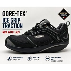 MBT 400302-03 Gore-Tex Walking Shoes Women's 10.5 Black IceLock Rocker Sole NEW
